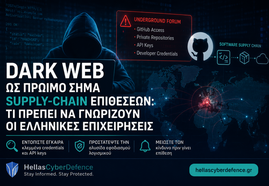 Dark Web ως Πρώιμο Σήμα Supply-Chain Επιθέσεων: Τι Πρέπει να Γνωρίζουν οι Ελληνικές Επιχειρήσεις
